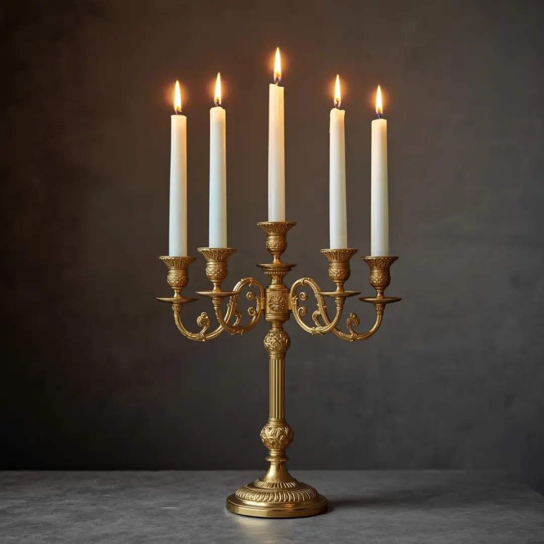 Elegant gold candelabra set with tapered candles